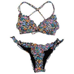 Hobies Juniors Two-Piece Floral Swimsuit - Black